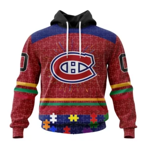 Hoodie NHL Montreal Canadiens, Specialized Fearless Aganst Autism V0122 QTNHL080524A2523HD