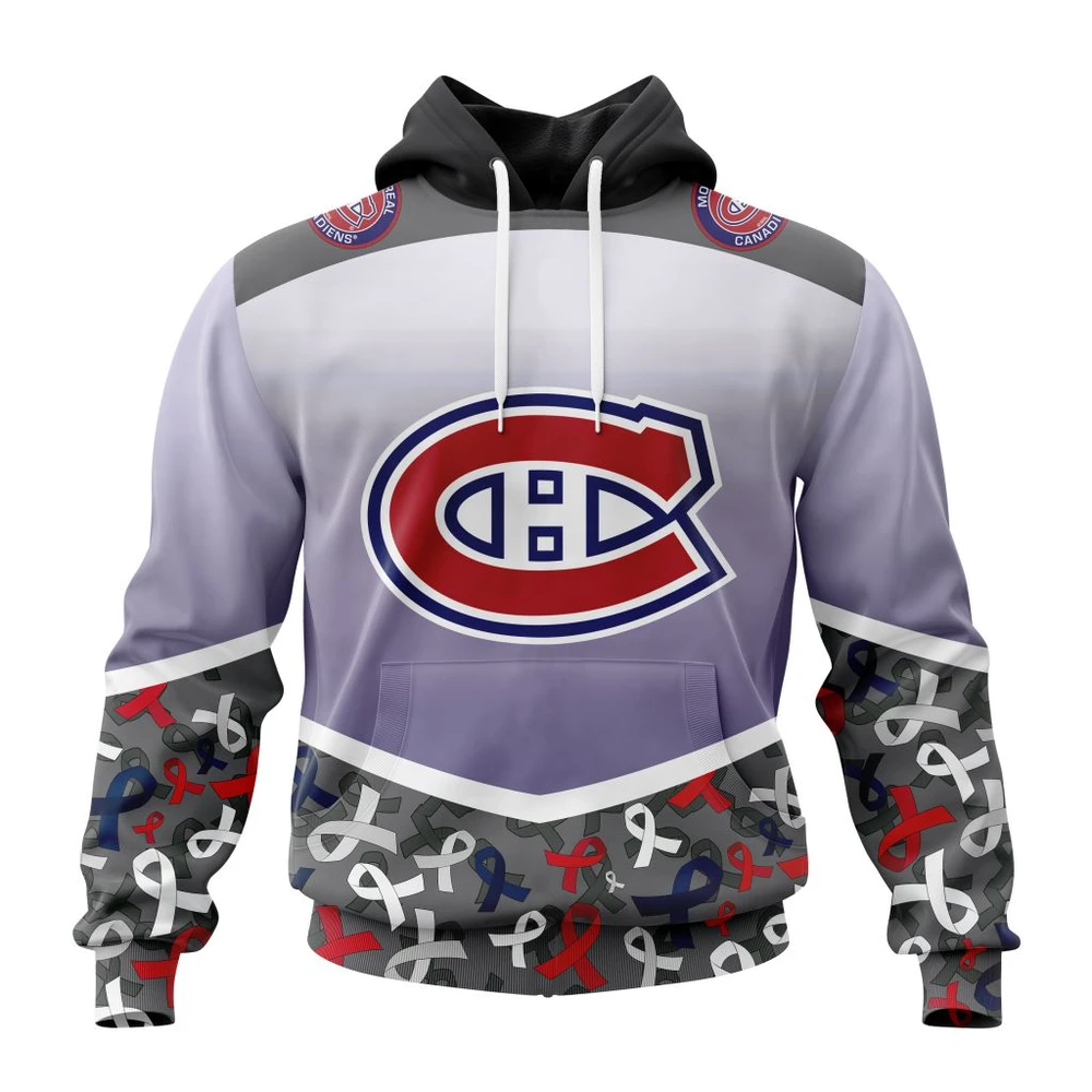 Hoodie NHL Montreal Canadiens, Specialized Sport Fights Again All Cancer V0122 QTNHL080524A3359HD