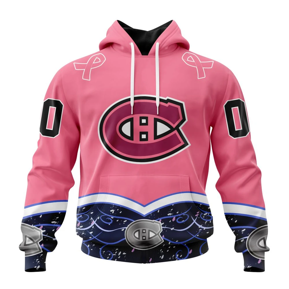 Hoodie NHL Montreal Canadiens, Specialized Unisex For Hockey Fights Cancer QTNHL080524A2827HD