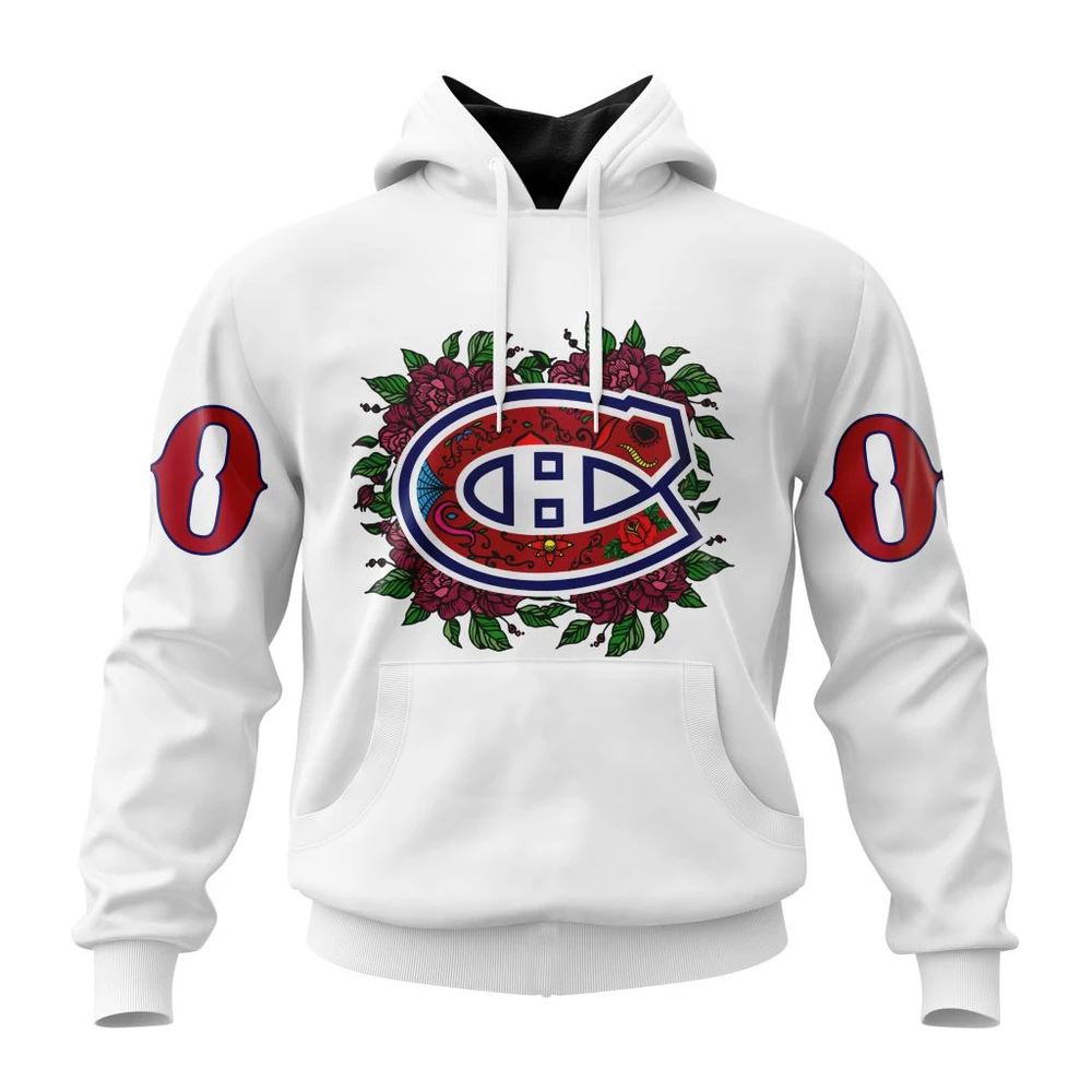Hoodie NHL Montreal Canadiens, Specialized Unisex Kits Dia De Muertos QTNHL080524A2861HD