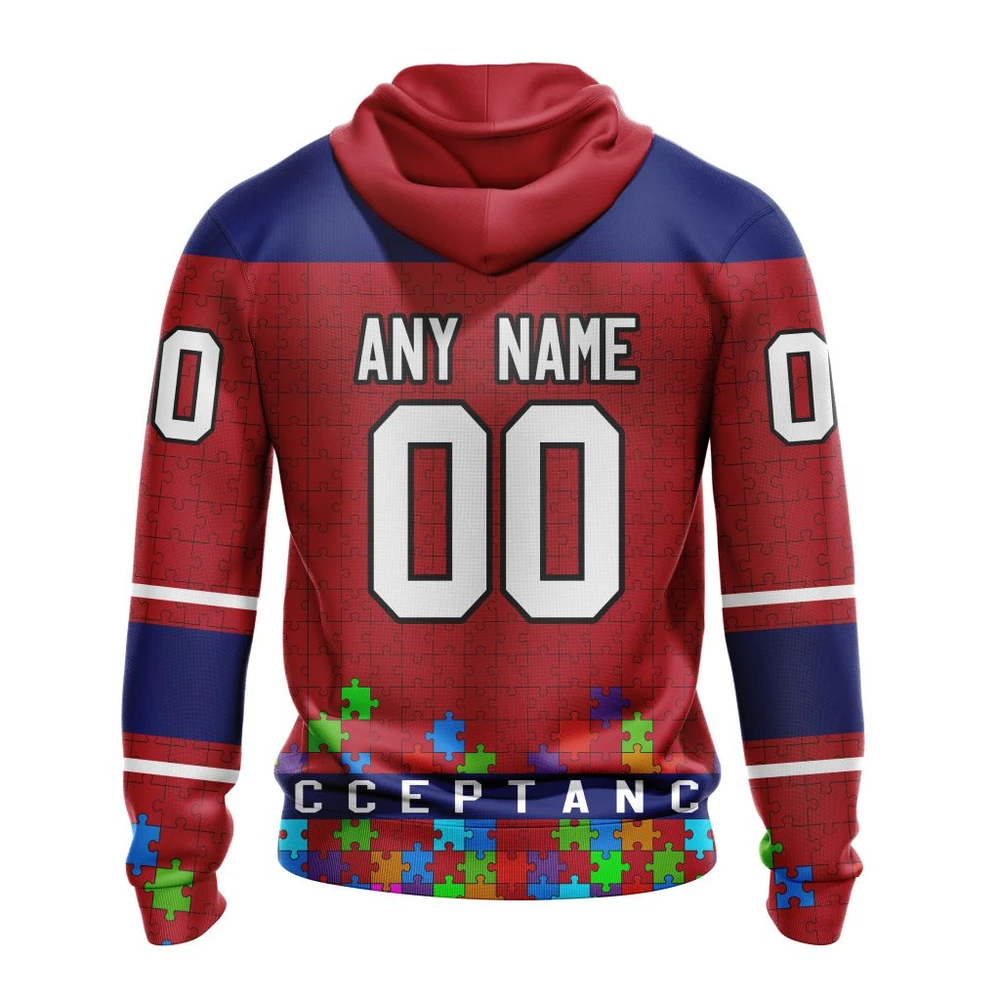 Hoodie NHL Montreal Canadiens, Specialized Unisex Kits Hockey Fights Against Autism QTNHL080524A2660HD - Image 2