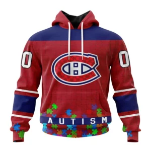 Hoodie NHL Montreal Canadiens, Specialized Unisex Kits Hockey Fights Against Autism QTNHL080524A2660HD