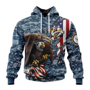 Hoodie NHL Nashville Predators Honor Us Navy Veterans St2202 QTNHL080524A3150HD