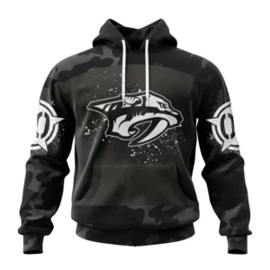 Hoodie NHL Nashville Predators Special Black Camo Design For Veterans Day St2304 QTNHL080524A1610HD