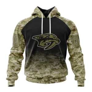 Hoodie NHL Nashville Predators Special Camo Design For Veterans Day St2302 QTNHL080524A1776HD