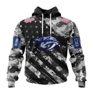 Hoodie NHL Nashville Predators Special Camo Military Design St2301 QTNHL080524A2176HD