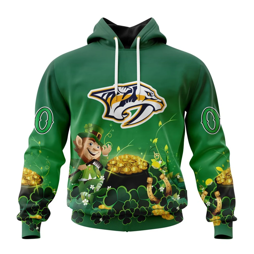 Hoodie NHL Nashville Predators Special Design For St. Patrick's Day St2403 QTNHL080524A899HD