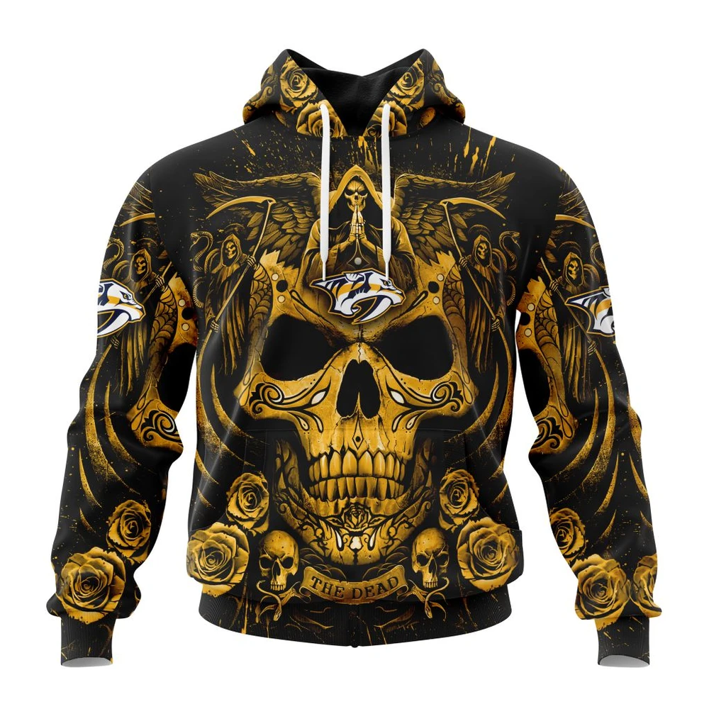 Hoodie NHL Nashville Predators Special Design With Skull Art St2203 QTNHL080524A3125HD