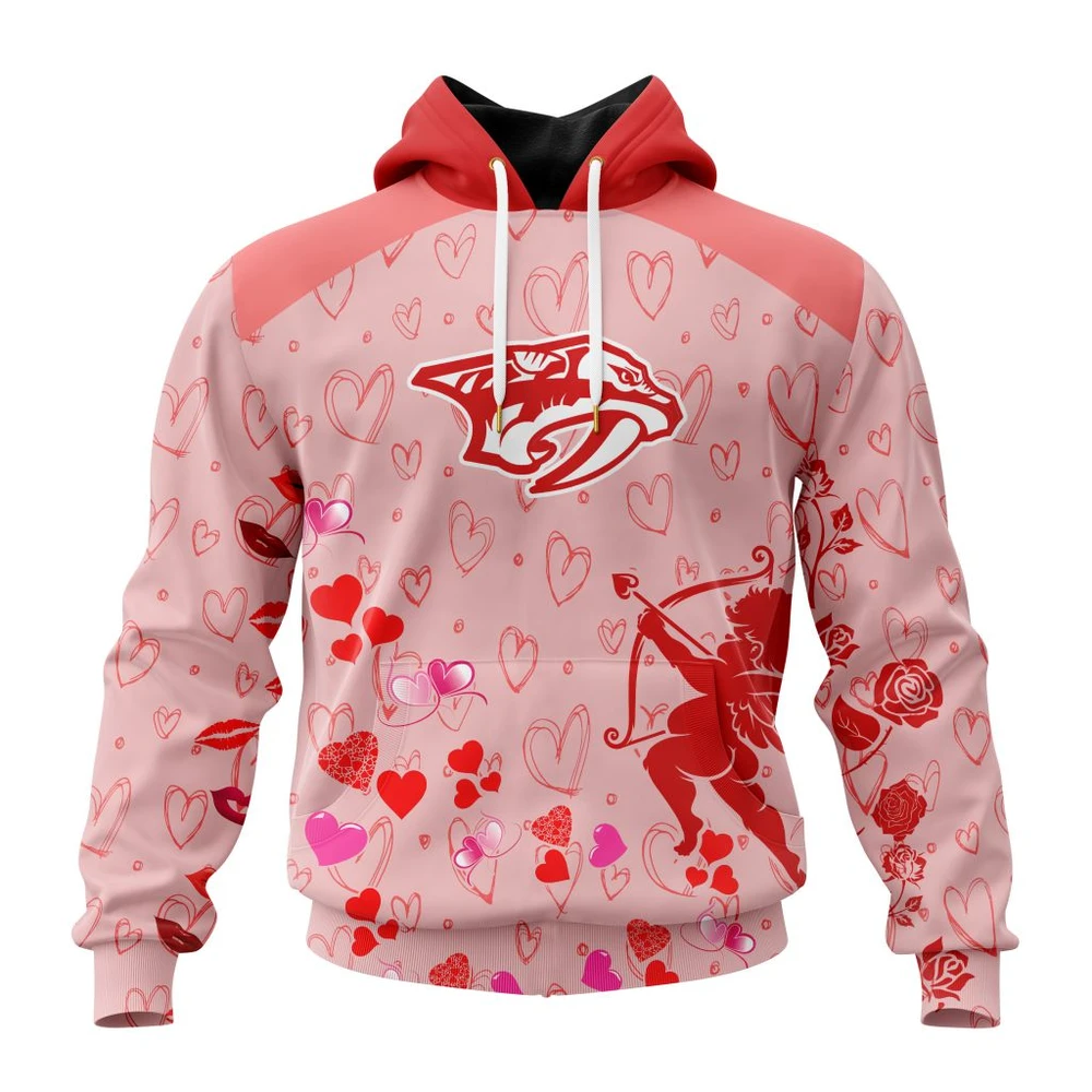 Hoodie NHL Nashville Predators Special Gift For Valentines Day St2402 QTNHL080524A962HD