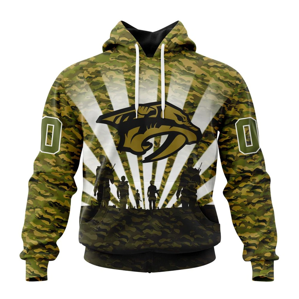 Hoodie NHL Nashville Predators Special Military Camo Kits For Veterans Day And Rememberance Day St2201 QTNHL080524A3473HD