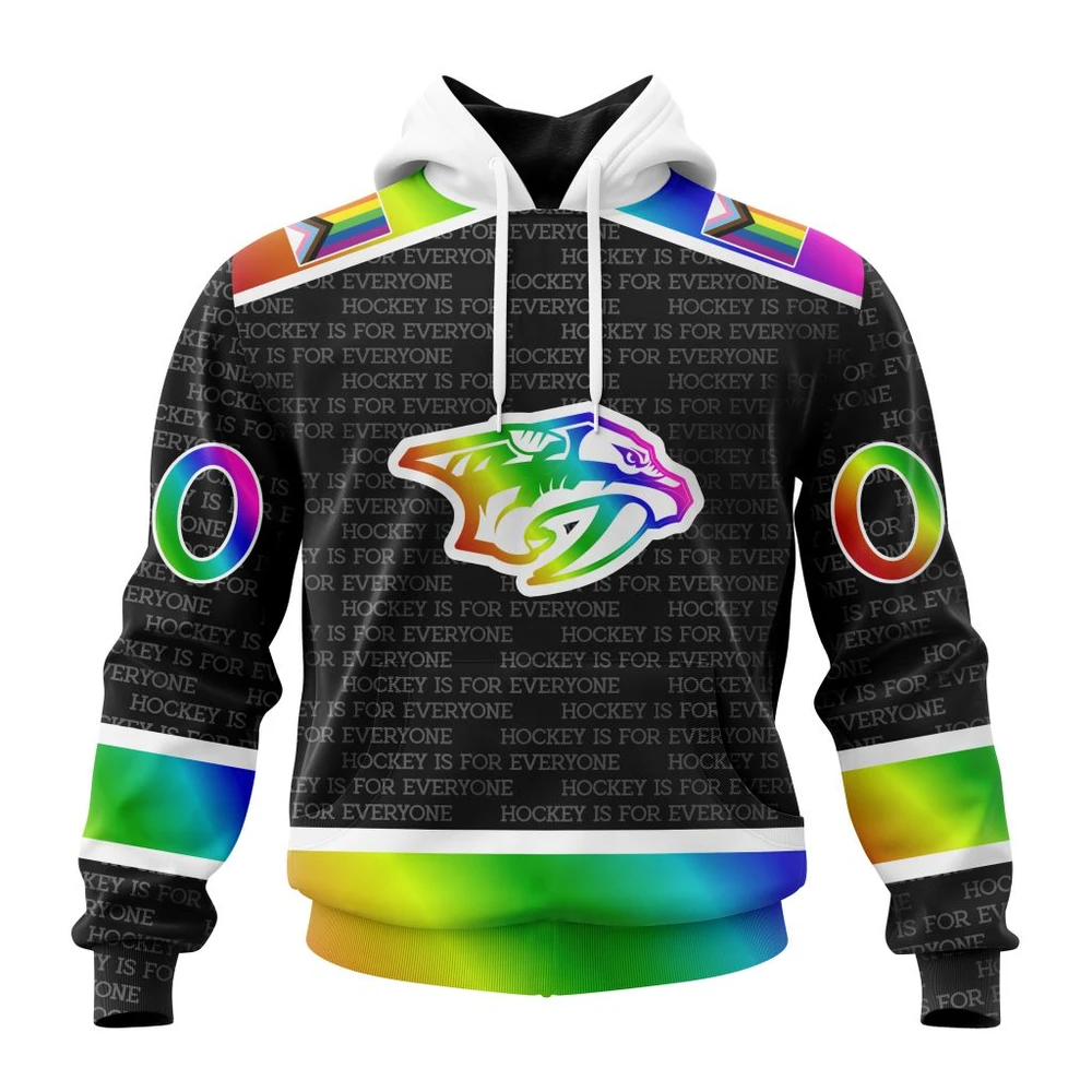 Hoodie NHL Nashville Predators Special Pride Design Hockey Is For Everyone QTNHL080524A2709HD