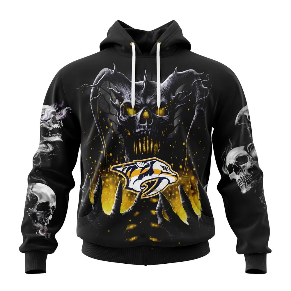 Hoodie NHL Nashville Predators Special Skull Art Design St2301 QTNHL080524A1213HD
