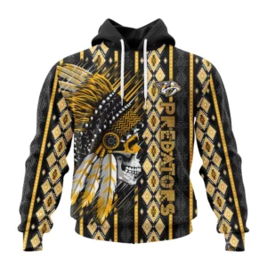 Hoodie NHL Nashville Predators Special Skull Native Design St2301 QTNHL080524A2111HD