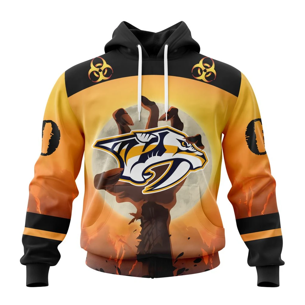 Hoodie NHL Nashville Predators Special Zombie Design For Halloween St2305 QTNHL080524A1936HD