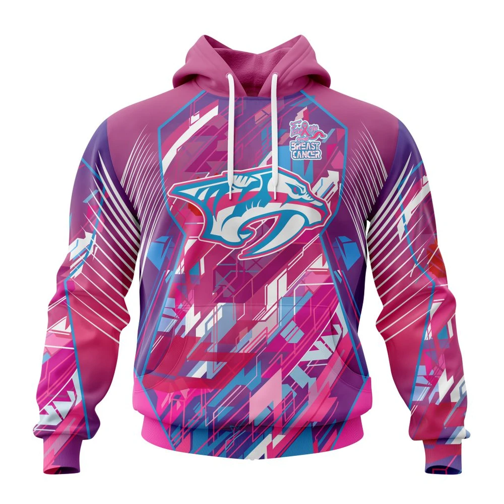Hoodie NHL Nashville Predators, Specialized Design I Pink I Can! Fearless Again Breast Cancer QTNHL080524A3564HD
