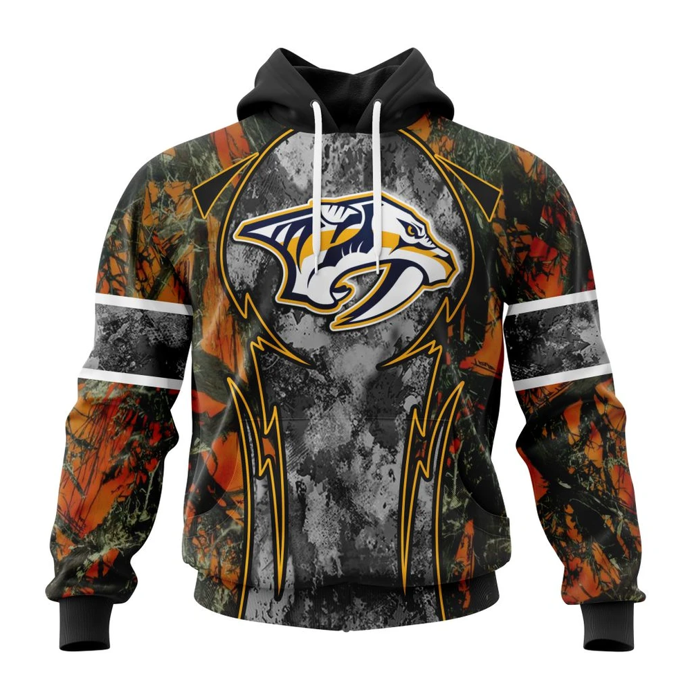 Hoodie NHL Nashville Predators, Specialized Design Wih Camo Concepts For Hungting In Forest QTNHL080524A3648HD