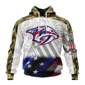 Hoodie NHL Nashville Predators, Specialized Design With Our America Flag And Our America Eagle QTNHL080524A3445HD