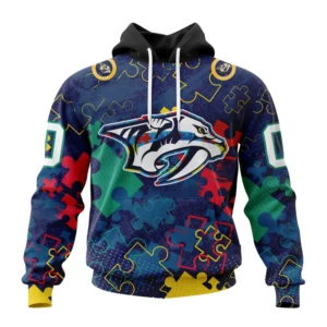 Hoodie NHL Nashville Predators, Specialized Fearless Aganst Autism QTNHL080524A2626HD