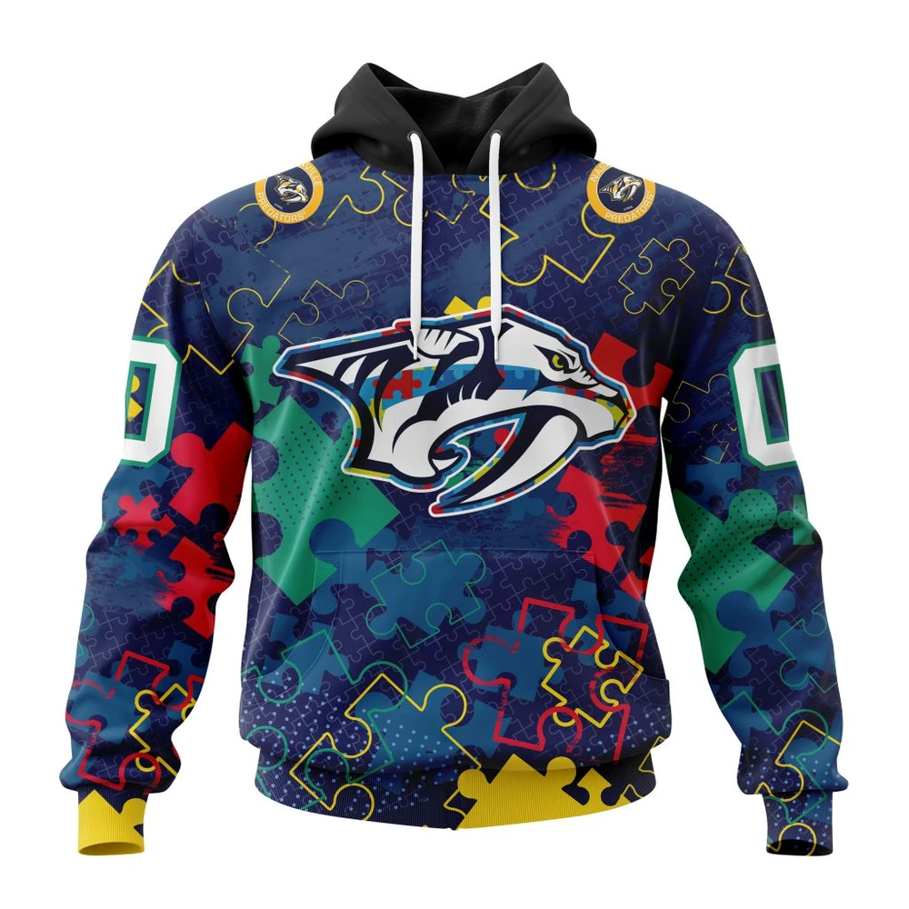Hoodie NHL Nashville Predators, Specialized Fearless Aganst Autism QTNHL080524A2626HD