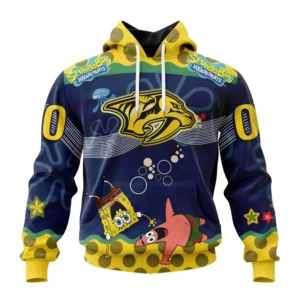 Hoodie NHL Nashville Predators, Specialized Jersey With Spongebob QTNHL080524A3323HD