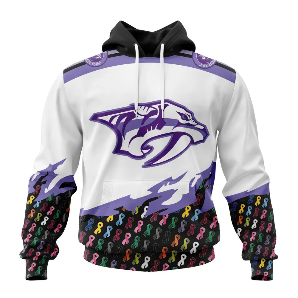 Hoodie NHL Nashville Predators, Specialized Kits In October We Stand Together We Can Beat Cancer QTNHL080524A3414HD