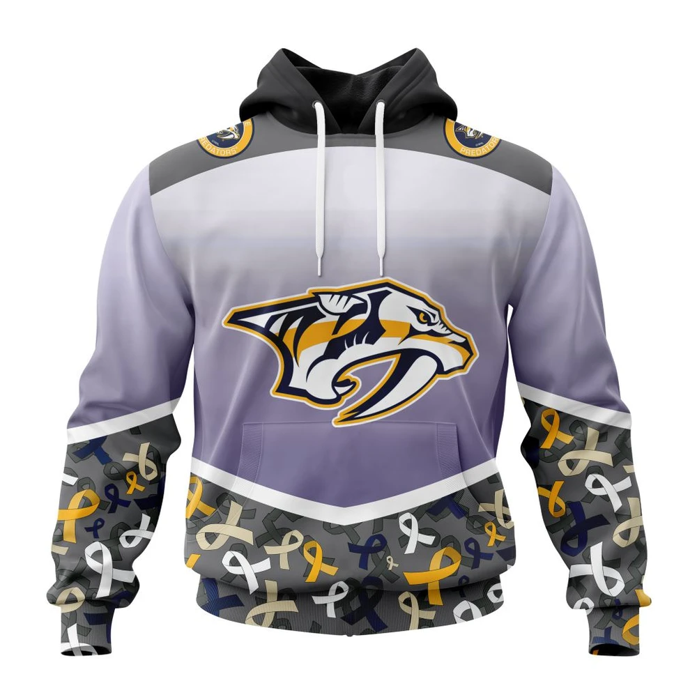 Hoodie NHL Nashville Predators, Specialized Sport Fights Again All Cancer V0122 QTNHL080524A3356HD