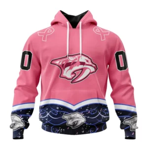 Hoodie NHL Nashville Predators, Specialized Unisex For Hockey Fights Cancer QTNHL080524A2824HD