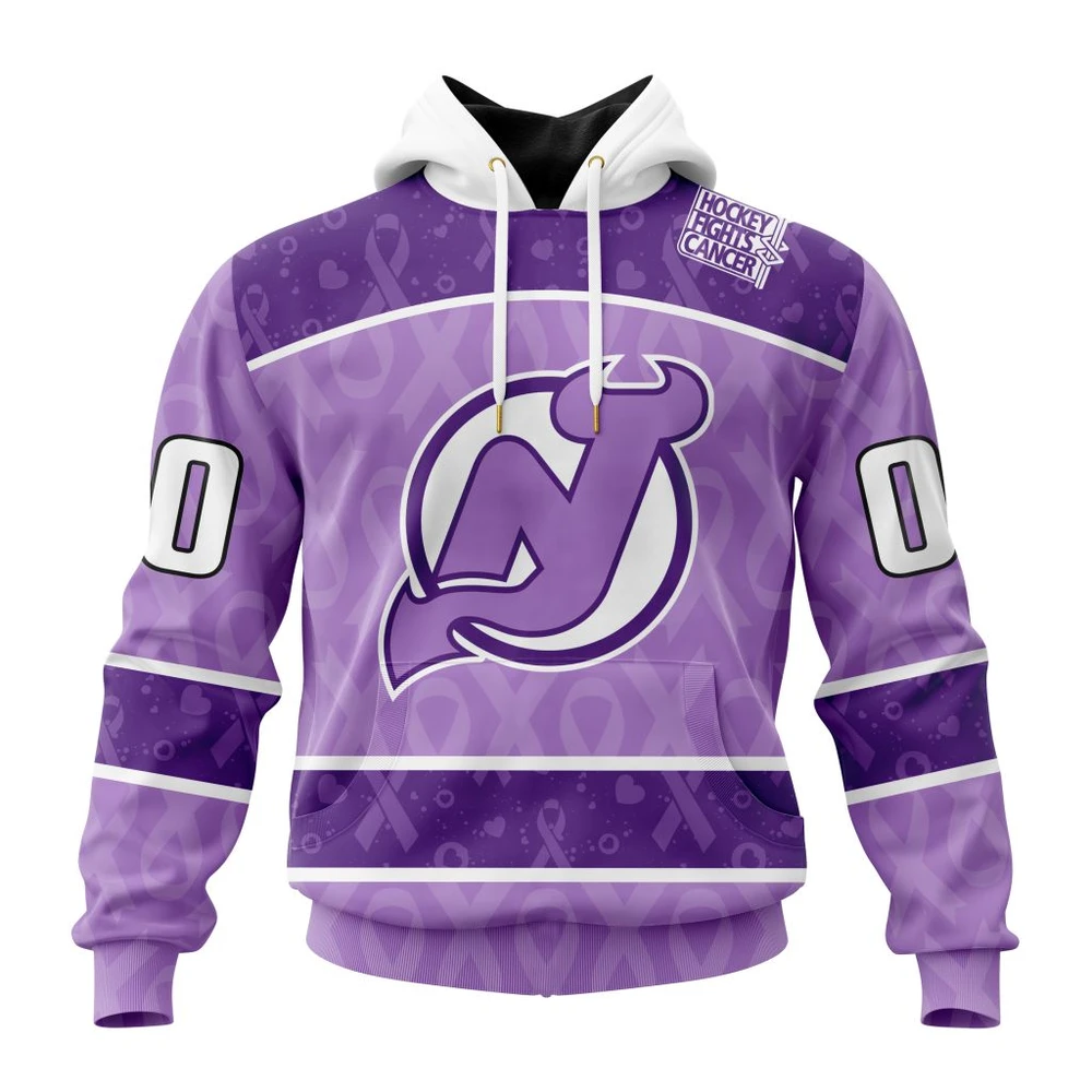 Hoodie NHL New Jersey Devils New Lavender Hockey Fight Cancer St2301 QTNHL080524A1484HD