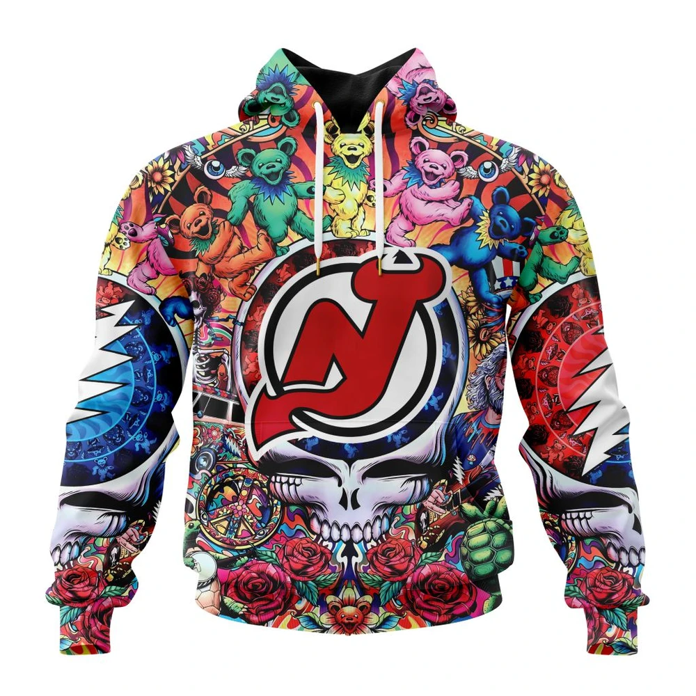 Hoodie NHL New Jersey Devils Special Grateful Dead Design St2304 QTNHL080524A104HD