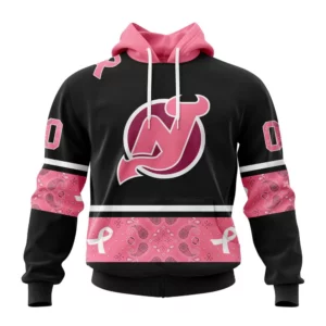 Hoodie NHL New Jersey Devils, Specialized Design In Classic Style With Paisley! In October We Wear Pink Breast Cancer QTNHL080524A3591HD