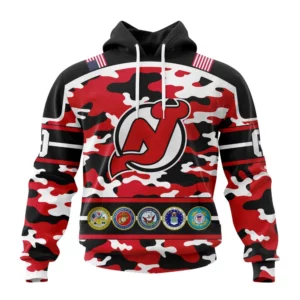 Hoodie NHL New Jersey Devils, Specialized Design Wih Camo Team Color And Military Force Logo QTNHL080524A3534HD