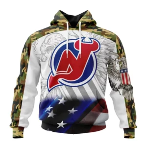 Hoodie NHL New Jersey Devils, Specialized Design With Our America Flag And Our America Eagle QTNHL080524A3446HD