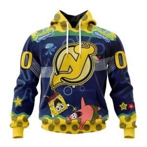 Hoodie NHL New Jersey Devils, Specialized Jersey With Spongebob QTNHL080524A374HD