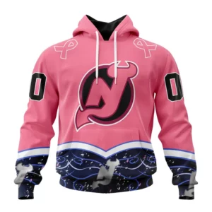 Hoodie NHL New Jersey Devils, Specialized Unisex For Hockey Fights Cancer QTNHL080524A2825HD