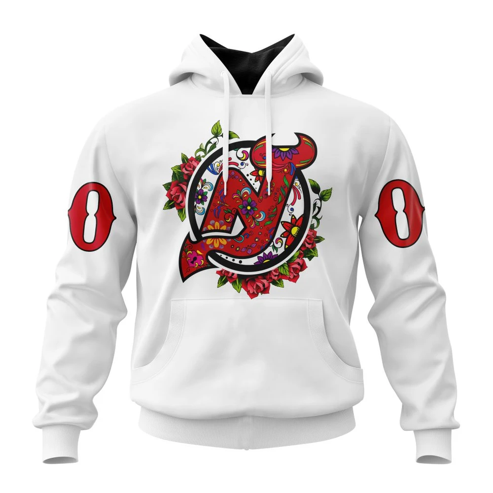Hoodie NHL New Jersey Devils, Specialized Unisex Kits Dia De Muertos QTNHL080524A2858HD