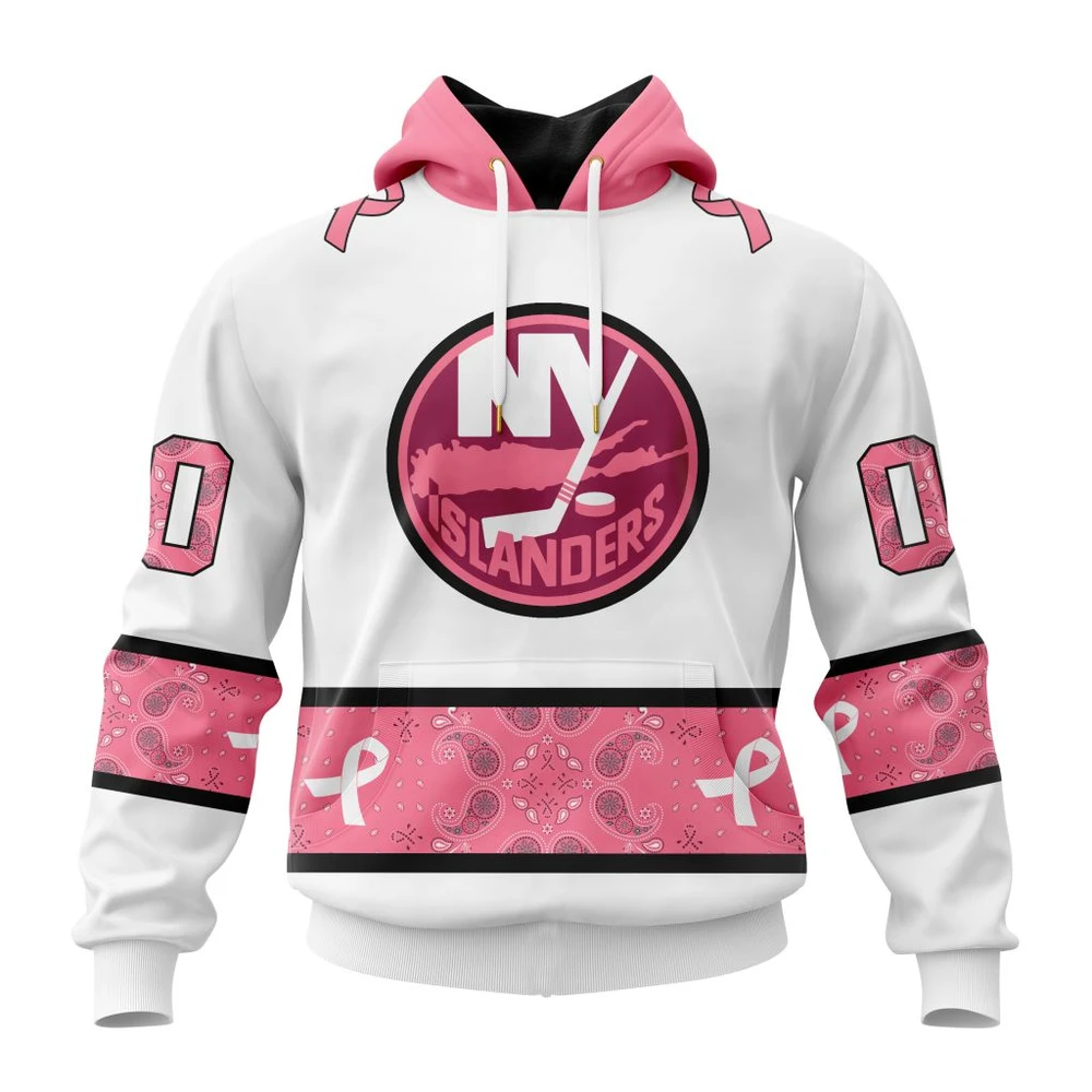 Hoodie NHL New York Islanders In Classic Style With Paisley! In October We Wear Pink Breast Cancer QTNHL080524A1668HD