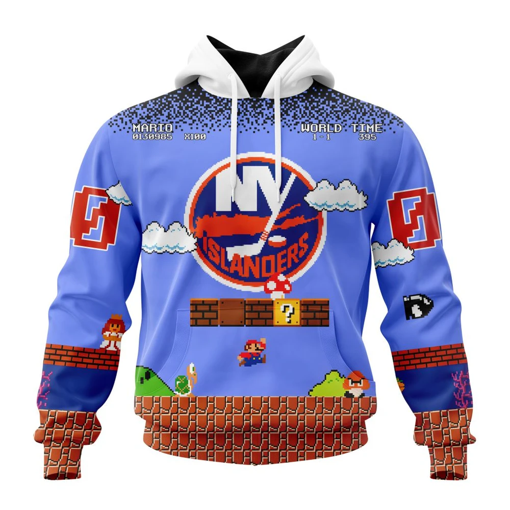 Hoodie NHL New York Islanders Special Kits With Super Mario Game Design QTNHL080524A2445HD
