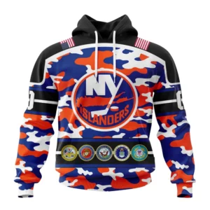 Hoodie NHL New York Islanders, Specialized Design Wih Camo Team Color And Military Force Logo QTNHL080524A3532HD