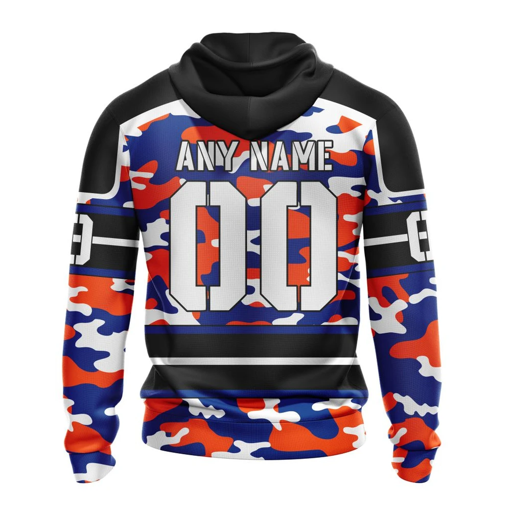 Hoodie NHL New York Islanders, Specialized Design Wih Camo Team Color And Military Force Logo QTNHL080524A3532HD - Image 2