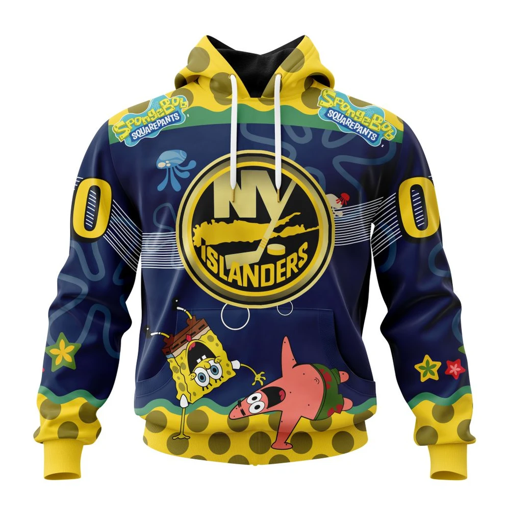 Hoodie NHL New York Islanders, Specialized Jersey With Spongebob QTNHL080524A3322HD