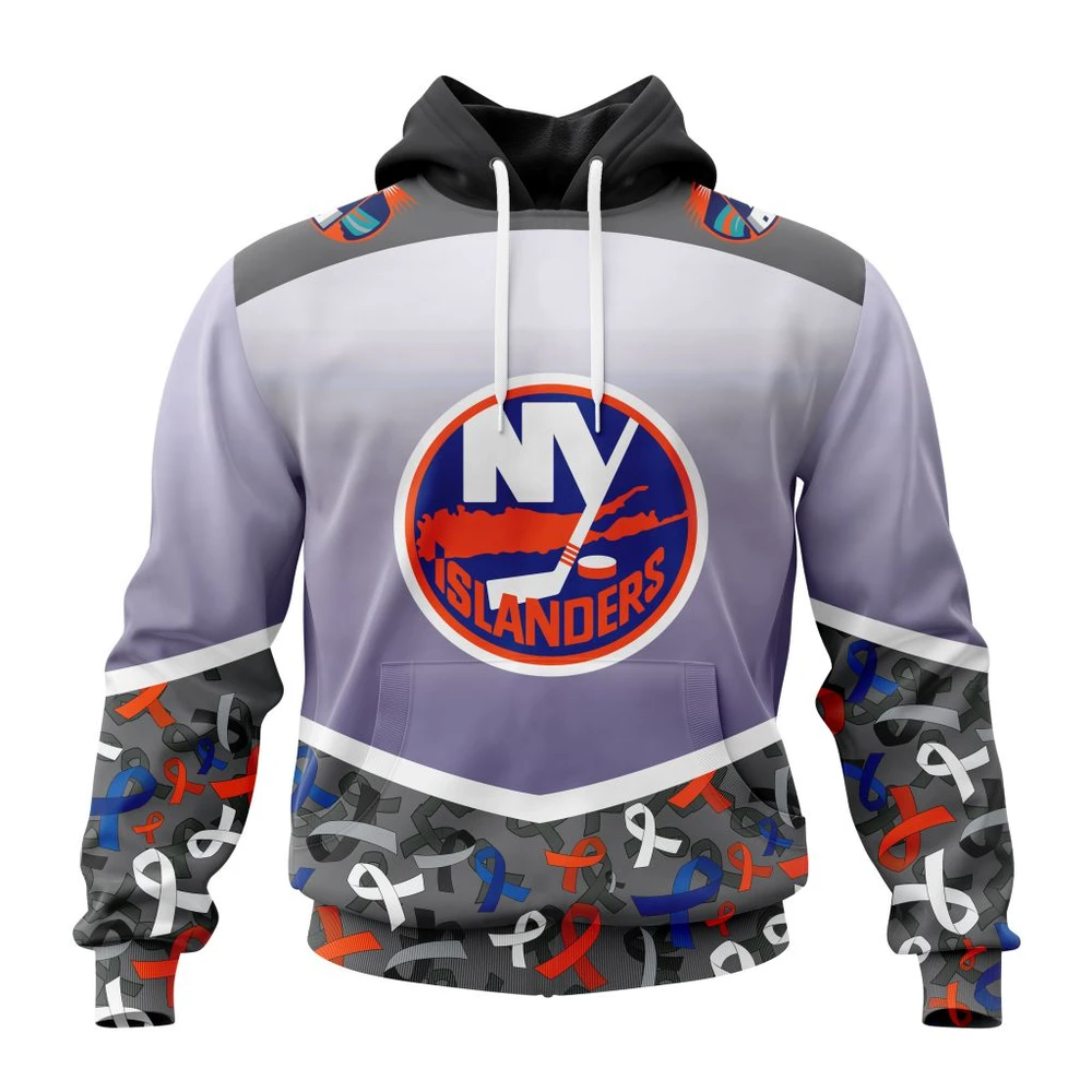 Hoodie NHL New York Islanders, Specialized Sport Fights Again All Cancer V0122 QTNHL080524A378HD