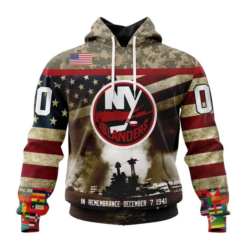Hoodie NHL New York Islanders, Specialized Unisex Kits Remember Pearl Harbor QTNHL080524A2981HD