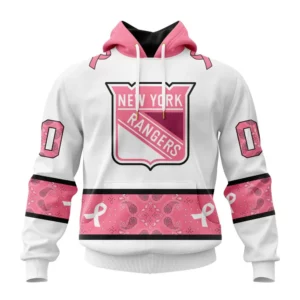 Hoodie NHL New York Rangers In Classic Style With Paisley! In October We Wear Pink Breast Cancer QTNHL080524A220HD