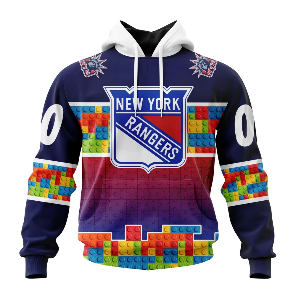 Hoodie NHL New York Rangers Special Autism Awareness Design V2301 QTNHL080524A270HD