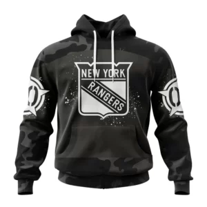 Hoodie NHL New York Rangers Special Black Camo Design For Veterans Day St2304 QTNHL080524A1608HD