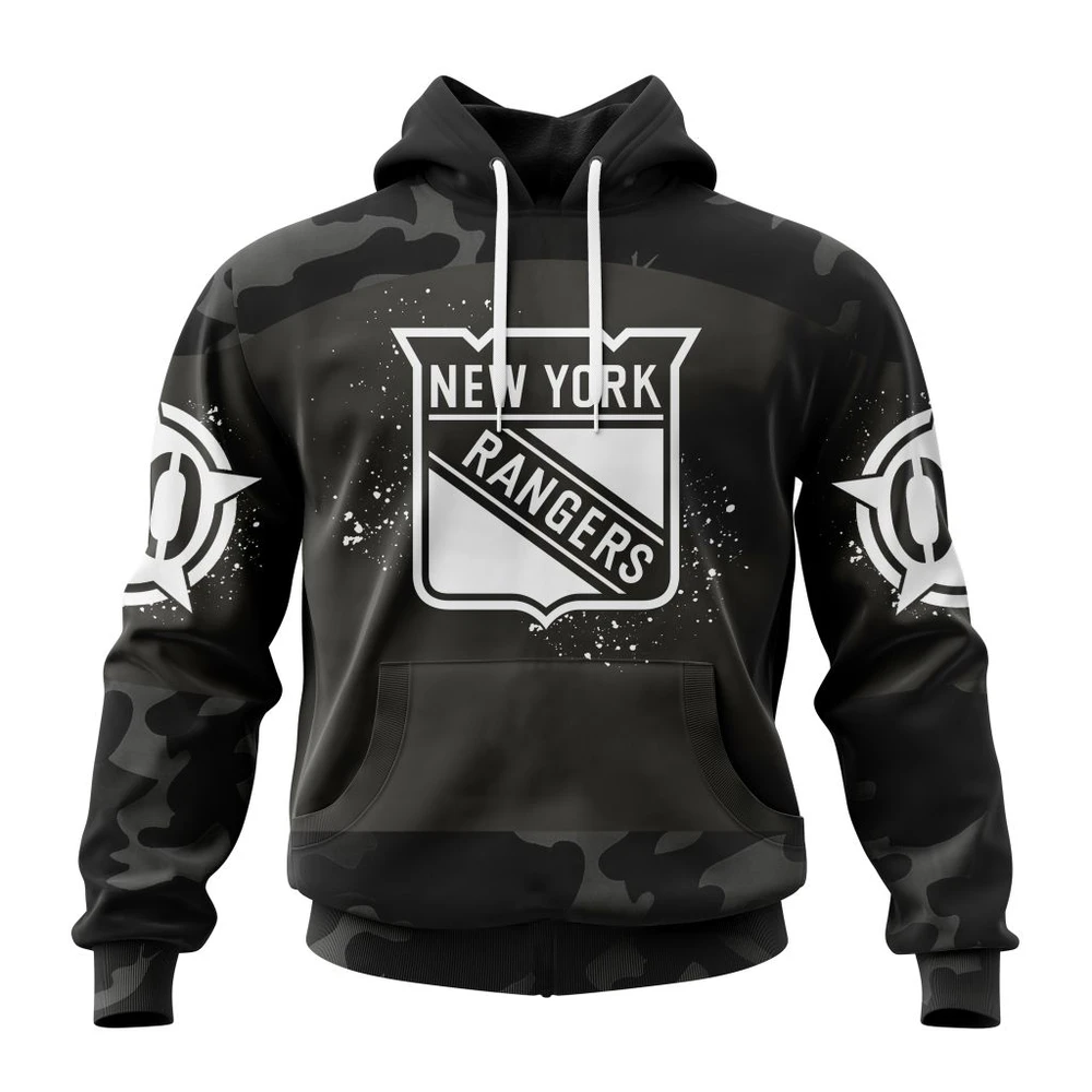 Hoodie NHL New York Rangers Special Black Camo Design For Veterans Day St2304 QTNHL080524A1608HD