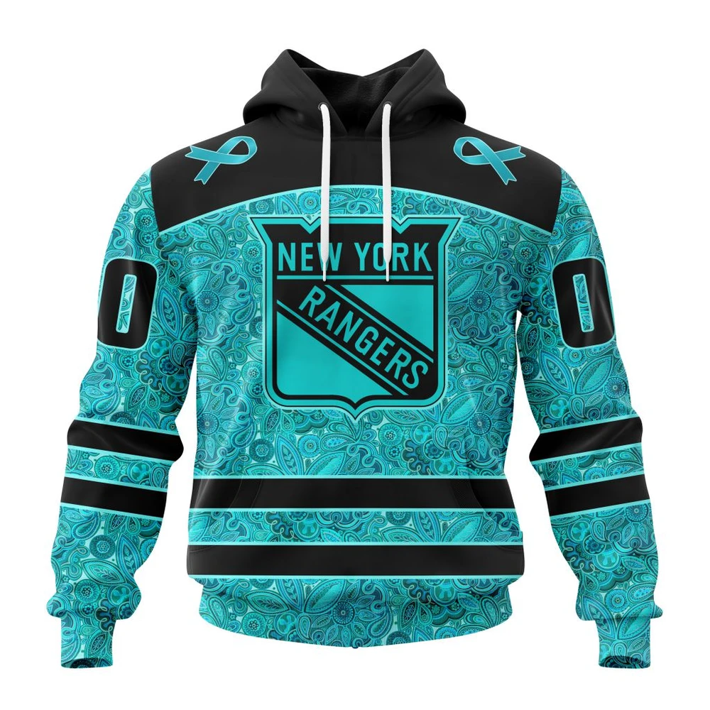 Hoodie NHL New York Rangers Special Design Fight Ovarian Cancer St2201 QTNHL080524A2415HD