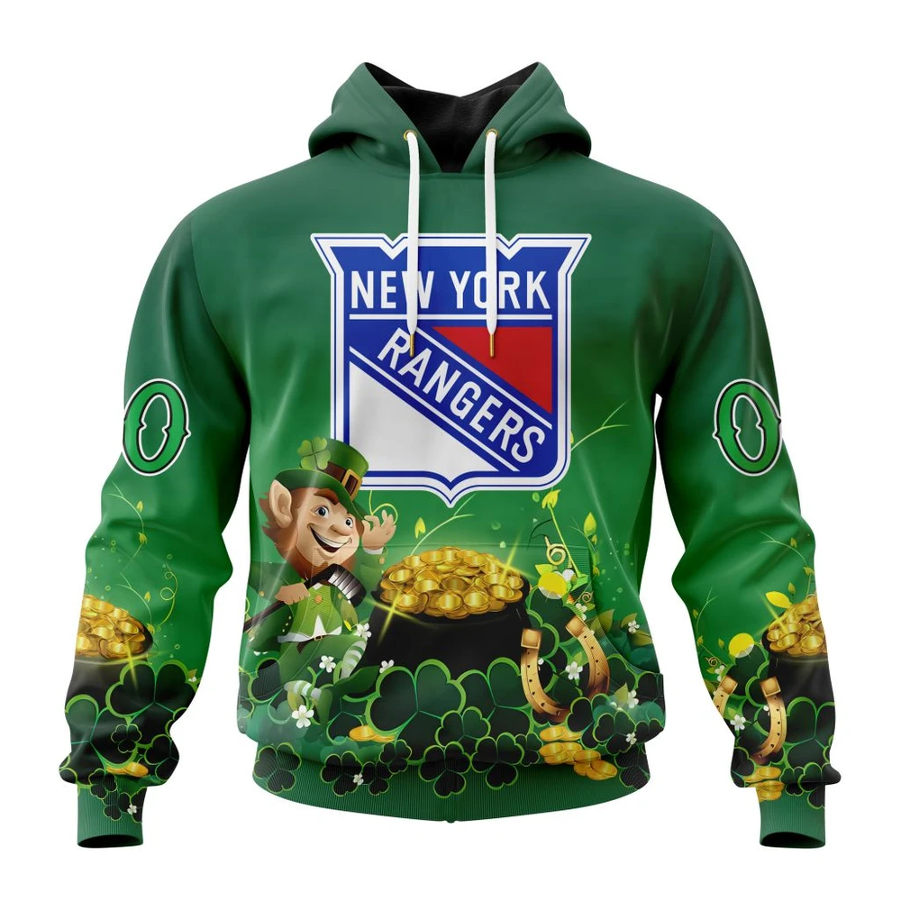 Hoodie NHL New York Rangers Special Design For St. Patrick's Day St2403 QTNHL080524A897HD