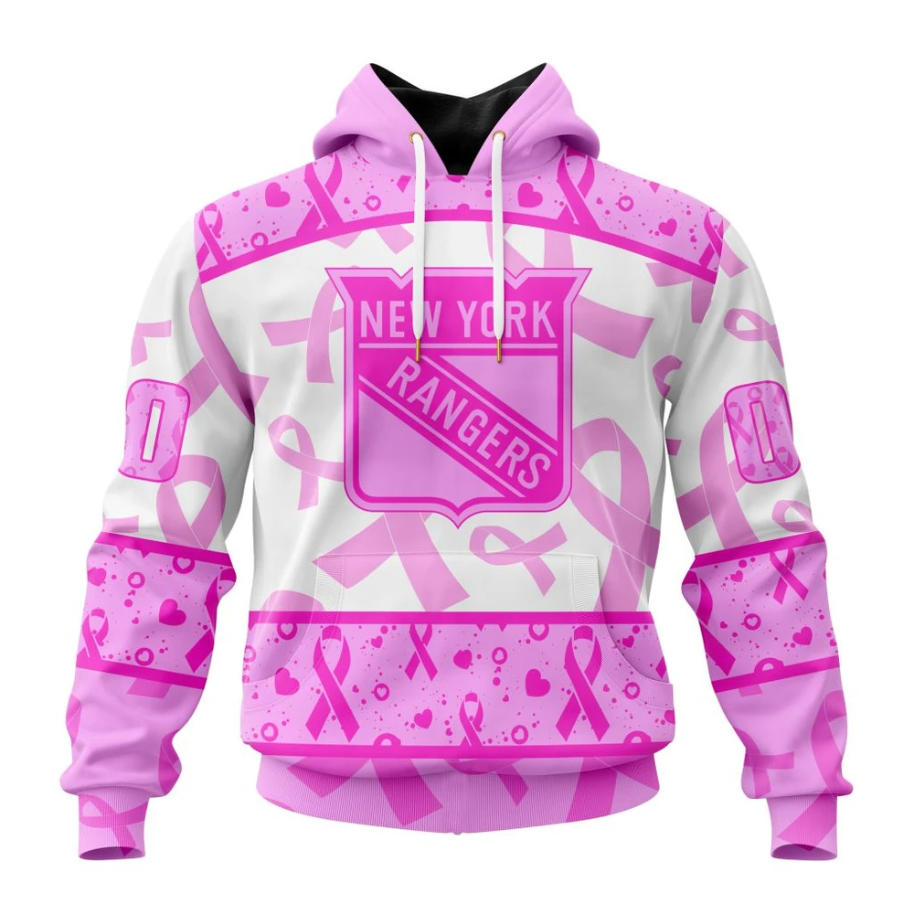 Hoodie NHL New York Rangers Special Pink October Breast Cancer Awareness Month St2302 QTNHL080524A230HD