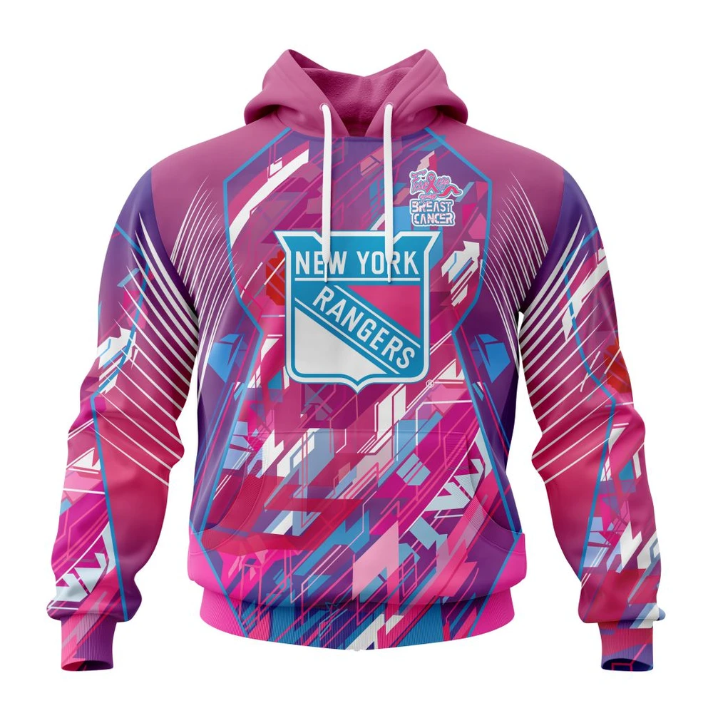 Hoodie NHL New York Rangers, Specialized Design I Pink I Can! Fearless Again Breast Cancer QTNHL080524A3562HD